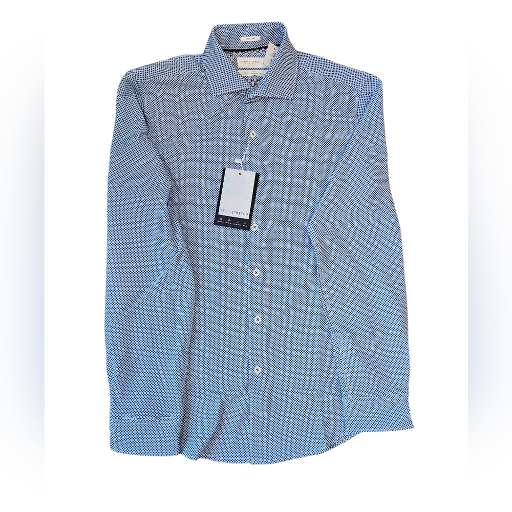 Men's Blue Patterned Shirt By: Denim & Flower